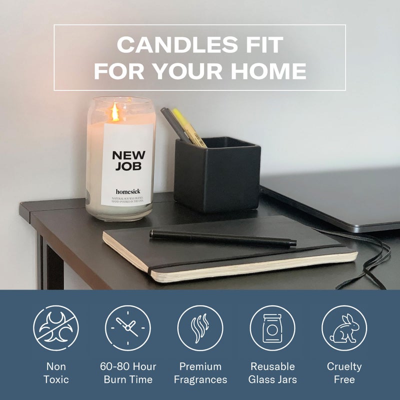 Homesick New Job Scented Candle - 13.75 oz Leather & Cinnamon Scented Natural Soy Wax Blend, Coworker Leaving Gifts for Friends, Goodbye, Going Away, New Beginnings & Congrats on New Job Candle Gift - Image 5